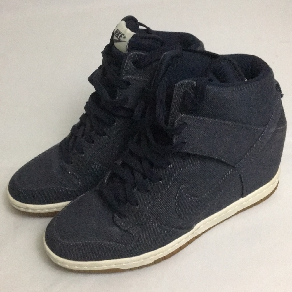 Nike dunk Denim sky high wedges size 8